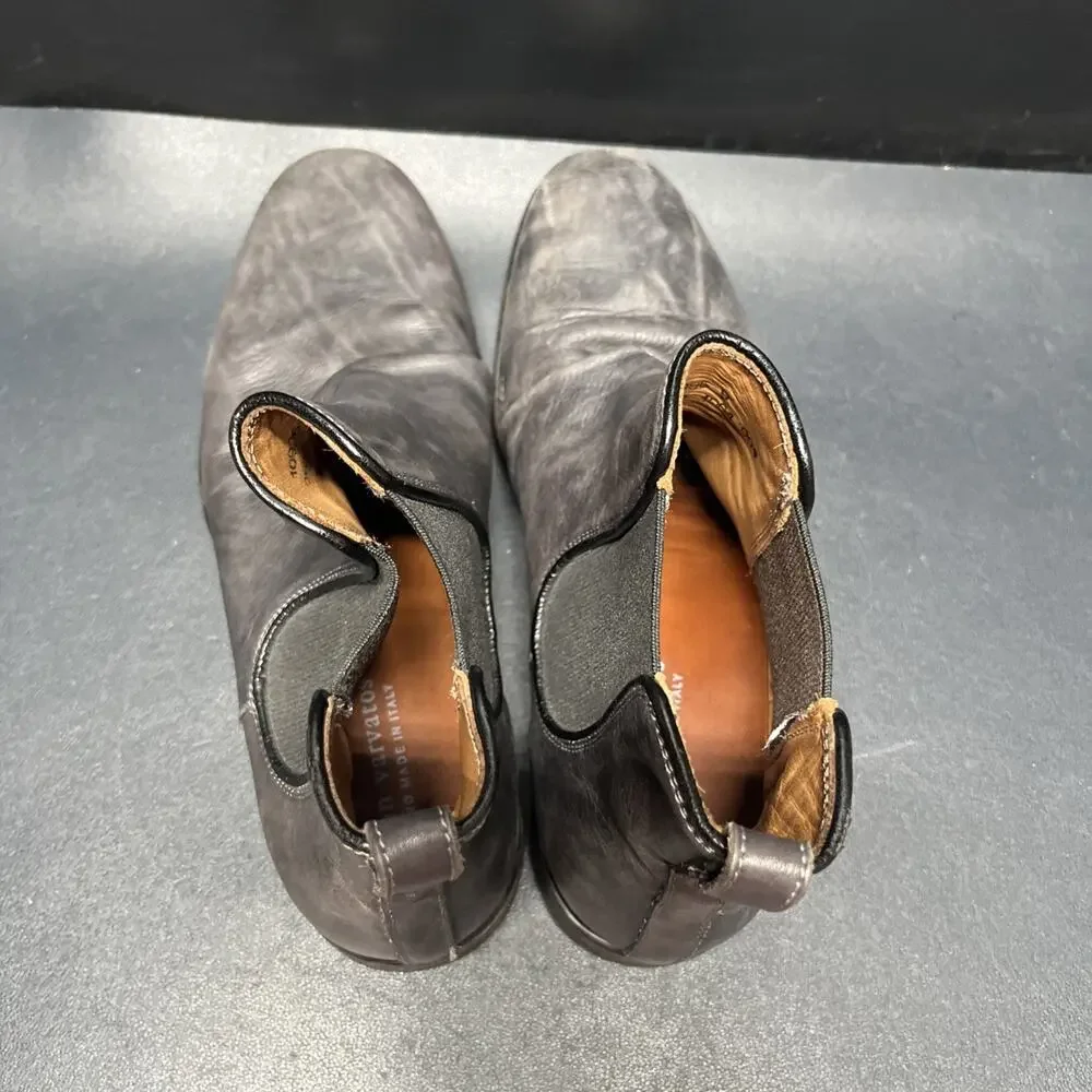 John Varvatos Fleetwood Distressed Leather Chelsea Boot Mens Size 9 Smokey Gray